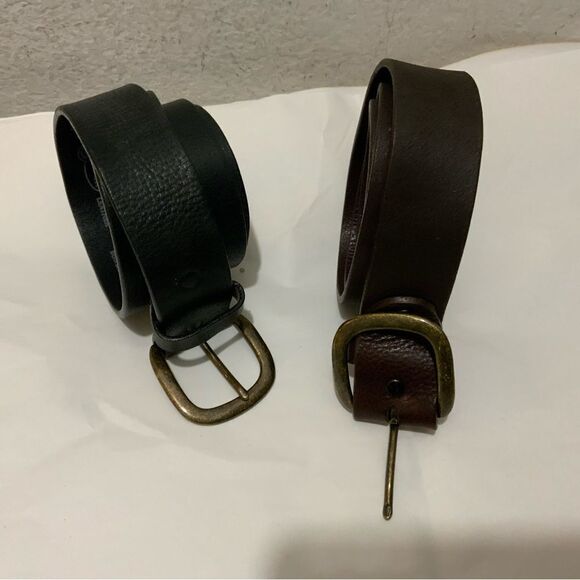 Justin Top Grain Leather Belt Size 42 Made In USA lot of 2 black & brown - Picture 2 of 11
